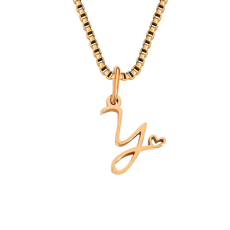 Simple Style Letter Stainless Steel Plating Gold Plated Pendant Necklace