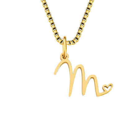 Simple Style Letter Stainless Steel Plating Gold Plated Pendant Necklace