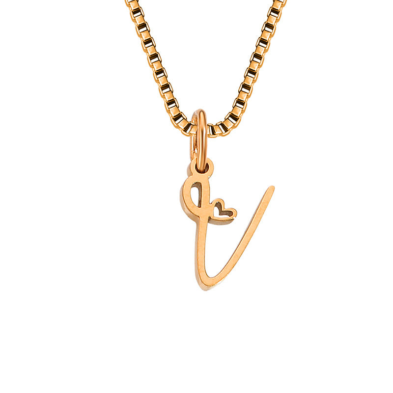 Simple Style Letter Stainless Steel Plating Gold Plated Pendant Necklace