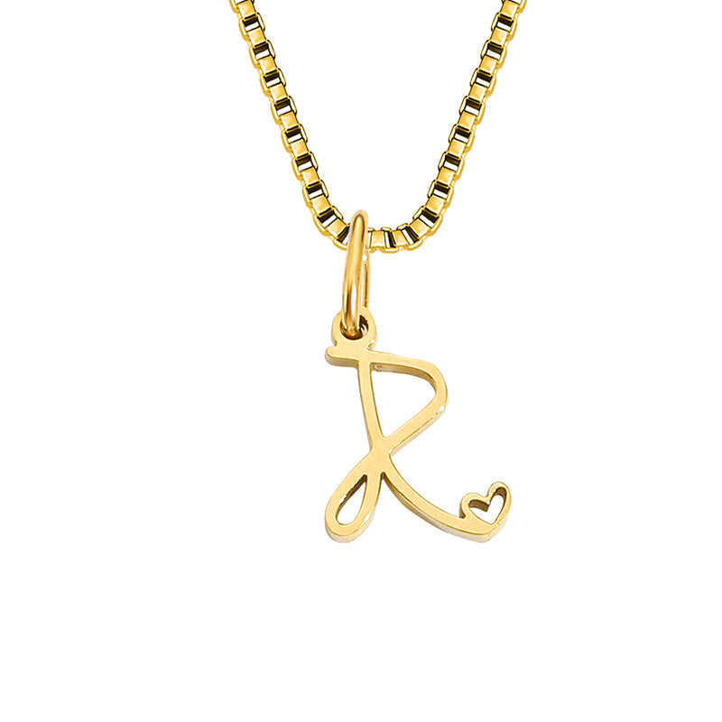 Simple Style Letter Stainless Steel Plating Gold Plated Pendant Necklace