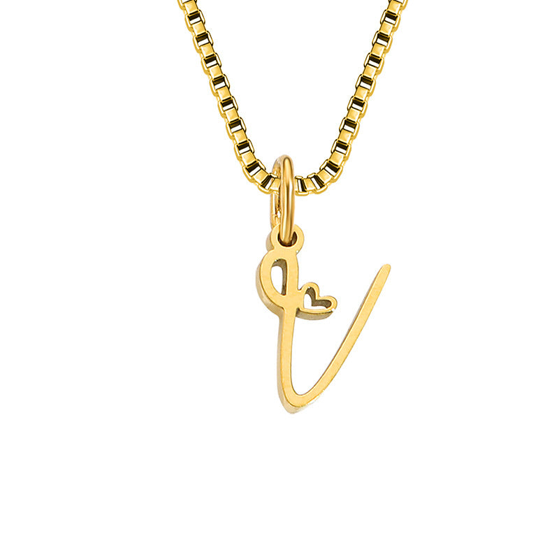 Simple Style Letter Stainless Steel Plating Gold Plated Pendant Necklace