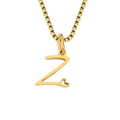 Simple Style Letter Stainless Steel Plating Gold Plated Pendant Necklace