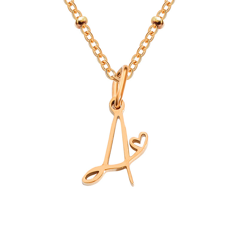 Simple Style Letter Stainless Steel Plating Gold Plated Pendant Necklace