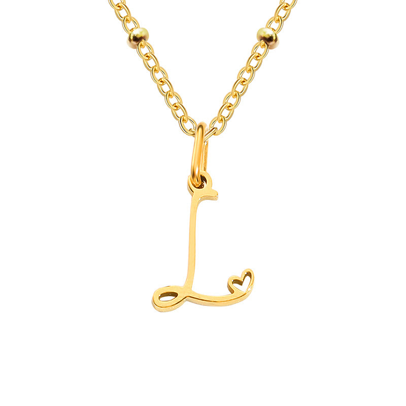 Simple Style Letter Stainless Steel Plating Gold Plated Pendant Necklace