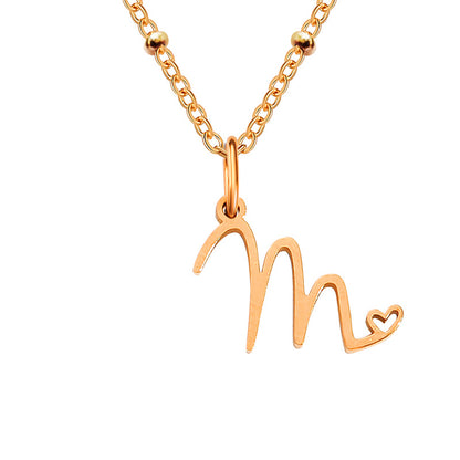 Simple Style Letter Stainless Steel Plating Gold Plated Pendant Necklace