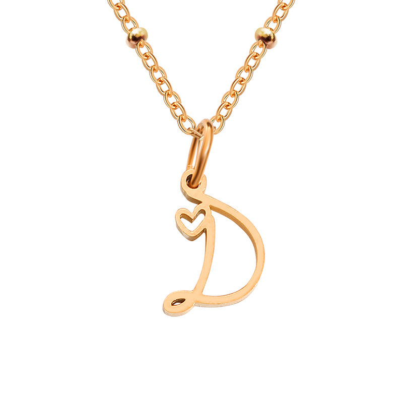 Simple Style Letter Stainless Steel Plating Gold Plated Pendant Necklace