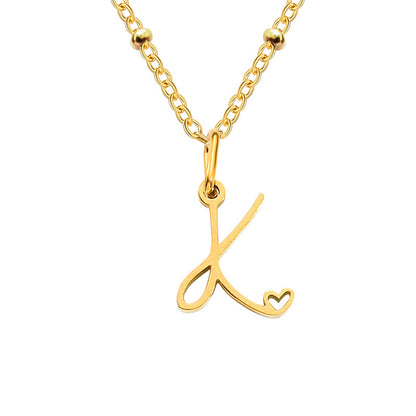 Simple Style Letter Stainless Steel Plating Gold Plated Pendant Necklace