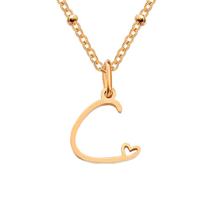 Simple Style Letter Stainless Steel Plating Gold Plated Pendant Necklace