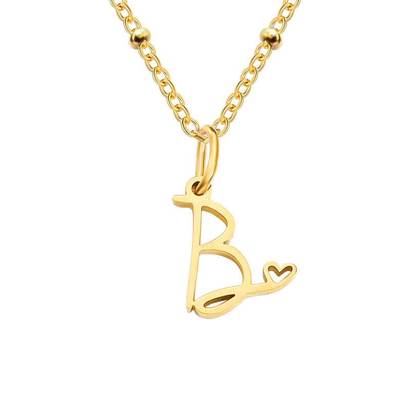 Simple Style Letter Stainless Steel Plating Gold Plated Pendant Necklace