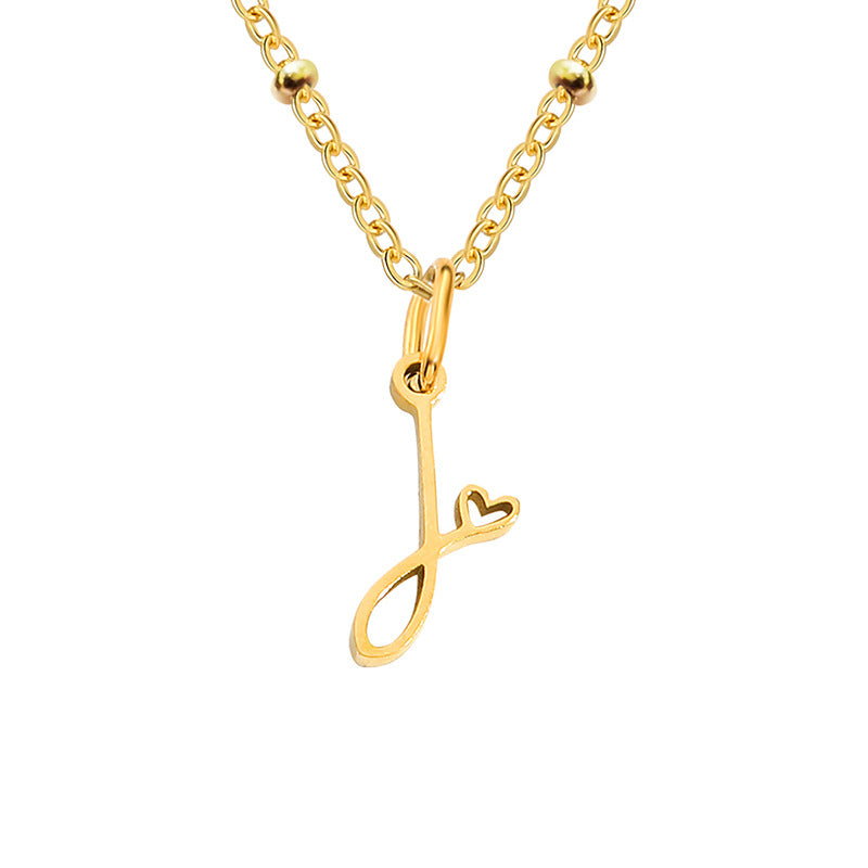 Simple Style Letter Stainless Steel Plating Gold Plated Pendant Necklace