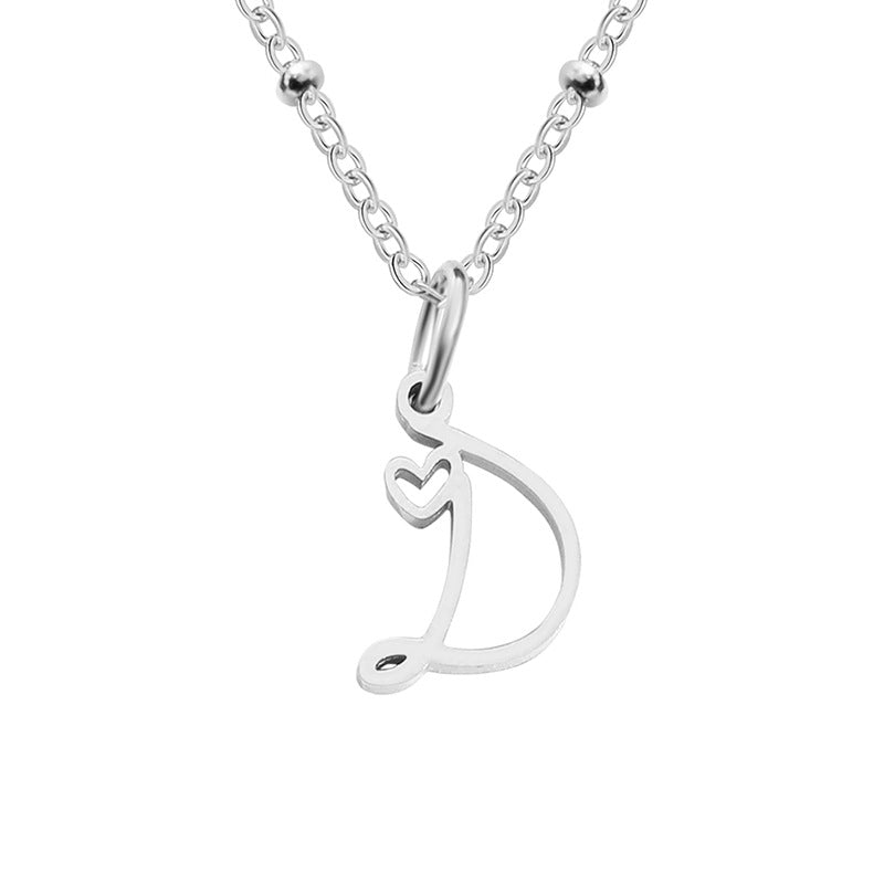 Simple Style Letter Stainless Steel Plating Gold Plated Pendant Necklace