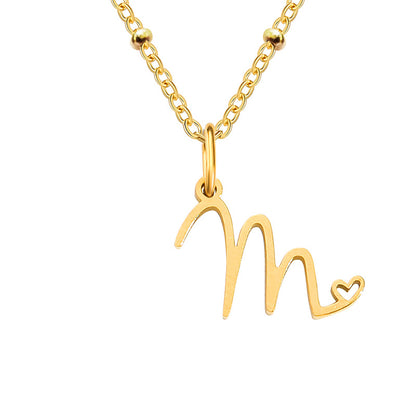 Simple Style Letter Stainless Steel Plating Gold Plated Pendant Necklace