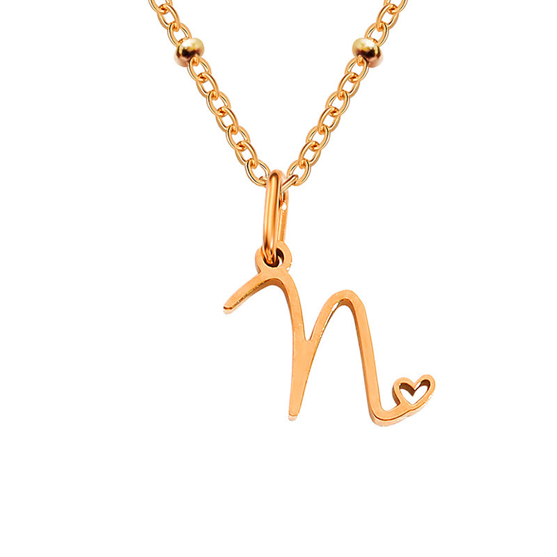 Simple Style Letter Stainless Steel Plating Gold Plated Pendant Necklace