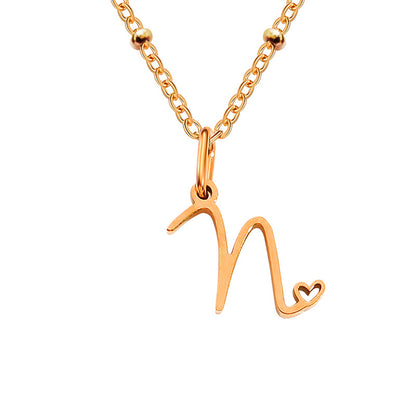 Simple Style Letter Stainless Steel Plating Gold Plated Pendant Necklace