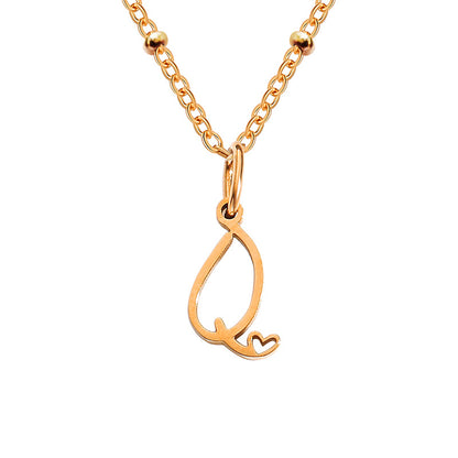 Simple Style Letter Stainless Steel Plating Gold Plated Pendant Necklace