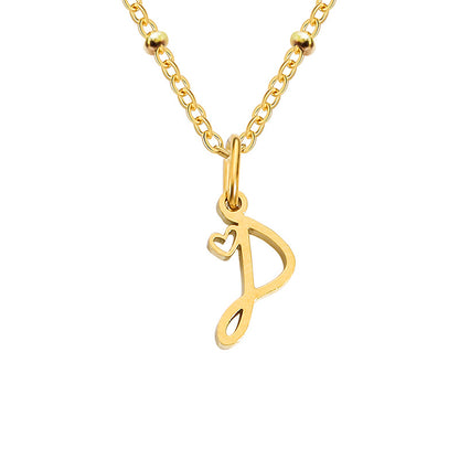 Simple Style Letter Stainless Steel Plating Gold Plated Pendant Necklace