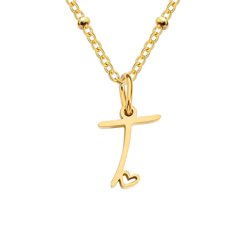 Simple Style Letter Stainless Steel Plating Gold Plated Pendant Necklace