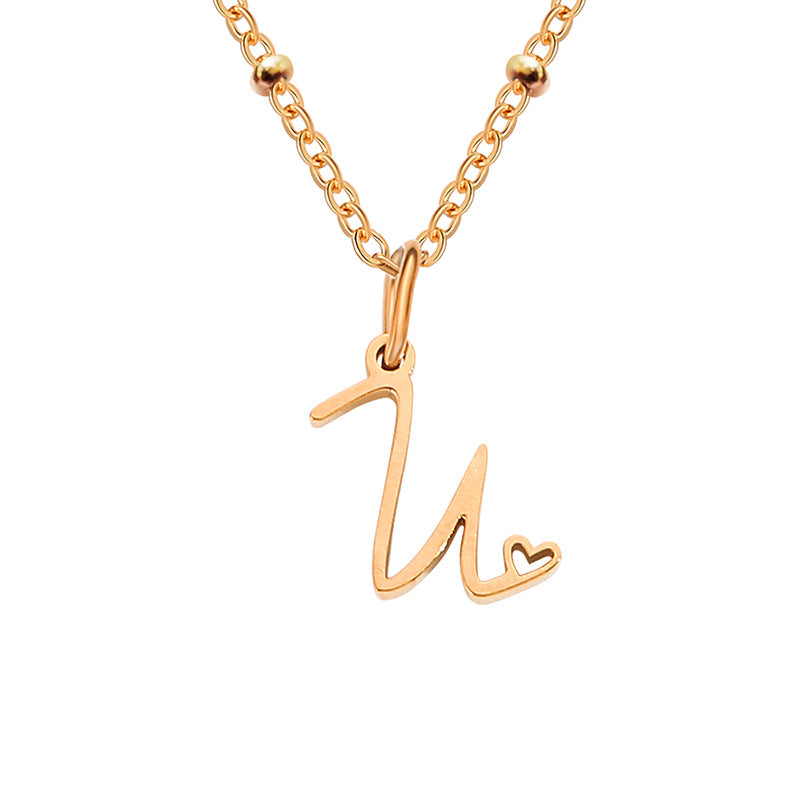 Simple Style Letter Stainless Steel Plating Gold Plated Pendant Necklace