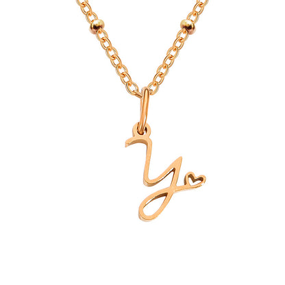 Simple Style Letter Stainless Steel Plating Gold Plated Pendant Necklace