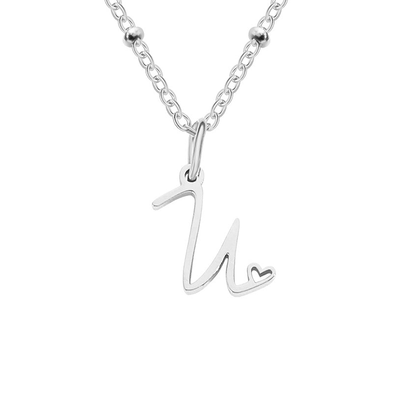 Simple Style Letter Stainless Steel Plating Gold Plated Pendant Necklace