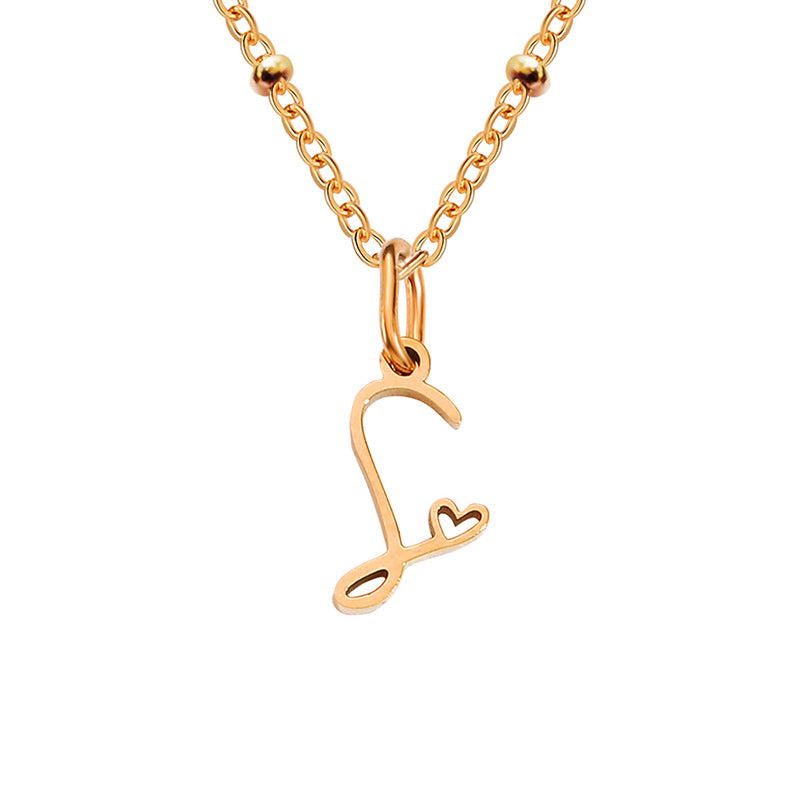 Simple Style Letter Stainless Steel Plating Gold Plated Pendant Necklace