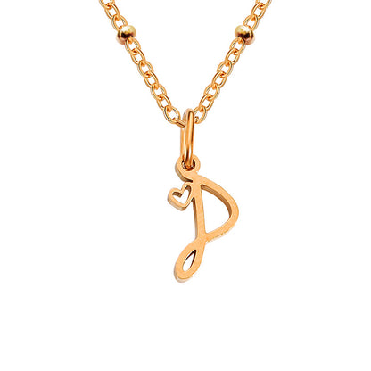 Simple Style Letter Stainless Steel Plating Gold Plated Pendant Necklace