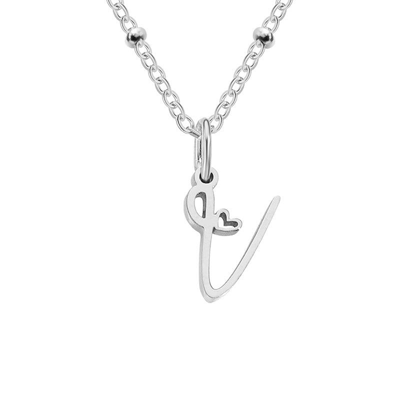 Simple Style Letter Stainless Steel Plating Gold Plated Pendant Necklace