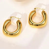 1 Pair Vintage Style Exaggerated Simple Style Round Oval Plating Metal Stainless Steel 18k Gold Plated Hoop Earrings