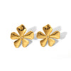 1 Pair Modern Style Artistic Flower Butterfly Plating Titanium Steel Earrings