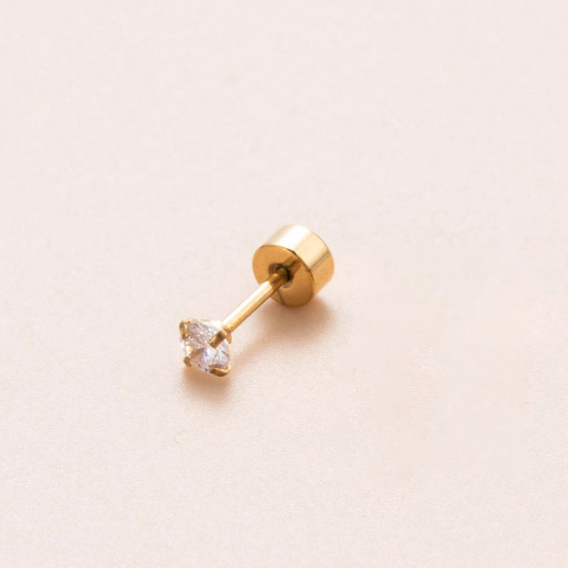 1 Piece Sweet Simple Style Classic Style Geometric Round Plating Inlay Stainless Steel Zircon 18k Gold Plated Ear Studs