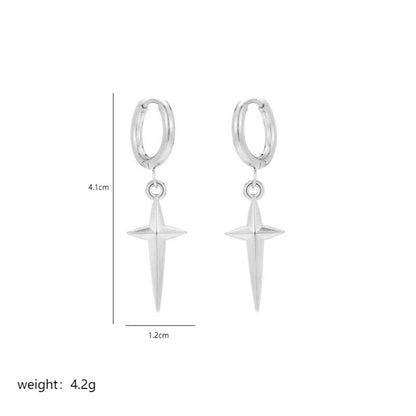 1 Pair Hip-hop Retro Simple Style Cross Polishing Plating Stainless Steel 18k Gold Plated Drop Earrings