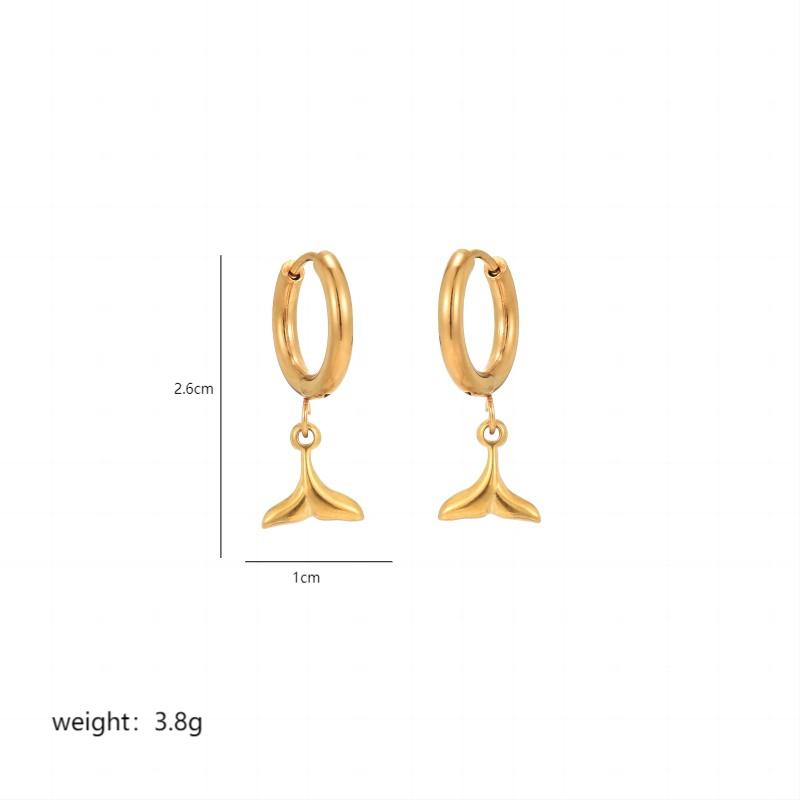 1 Pair Simple Style Fish Tail Polishing Plating Stainless Steel 18k Gold Plated Drop Earrings