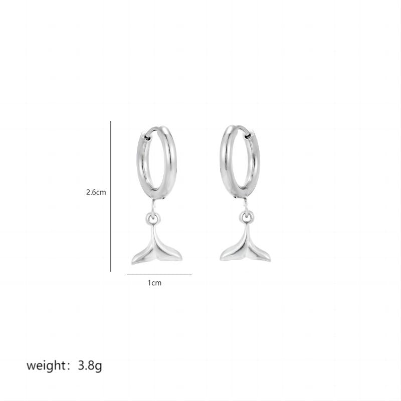 1 Pair Simple Style Fish Tail Polishing Plating Stainless Steel 18k Gold Plated Drop Earrings