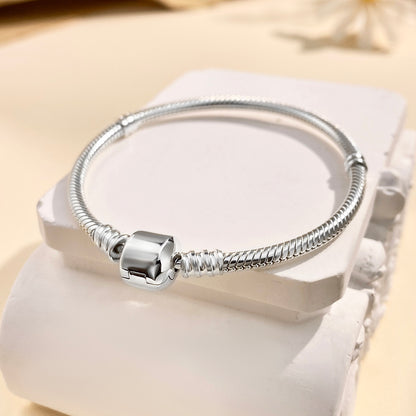 Elegant Glam Round Sterling Silver Plating Silver Plated Bracelets