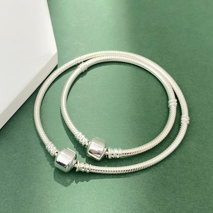 Elegant Glam Round Sterling Silver Plating Silver Plated Bracelets