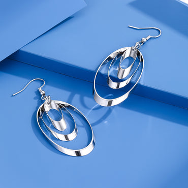 1 Pair Casual Simple Style Oval Plating Alloy Silver Plated Ear Hook