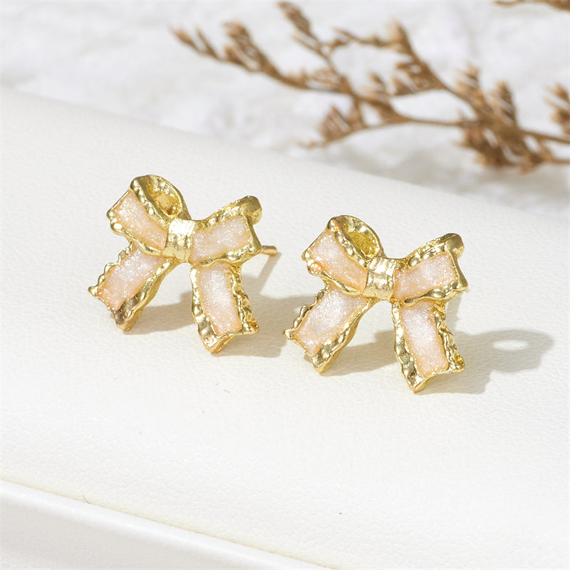 Wholesale Jewelry Sweet Simple Style Bow Knot Alloy Enamel Lacquer Painting Ear Studs