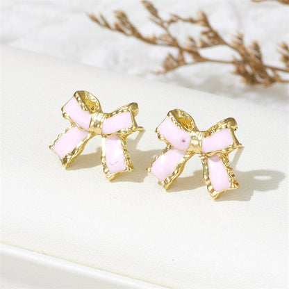 Wholesale Jewelry Sweet Simple Style Bow Knot Alloy Enamel Lacquer Painting Ear Studs