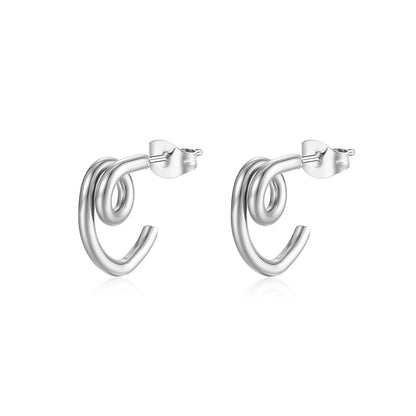 1 Pair Retro Simple Style Knot Plating Titanium Steel Ear Studs