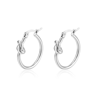 1 Pair Simple Style Knot Plating Titanium Steel Earrings