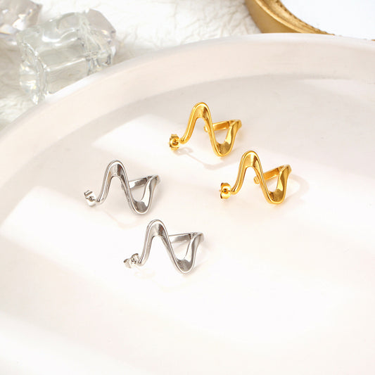 1 Pair Simple Style Abstract Plating Titanium Steel Ear Studs