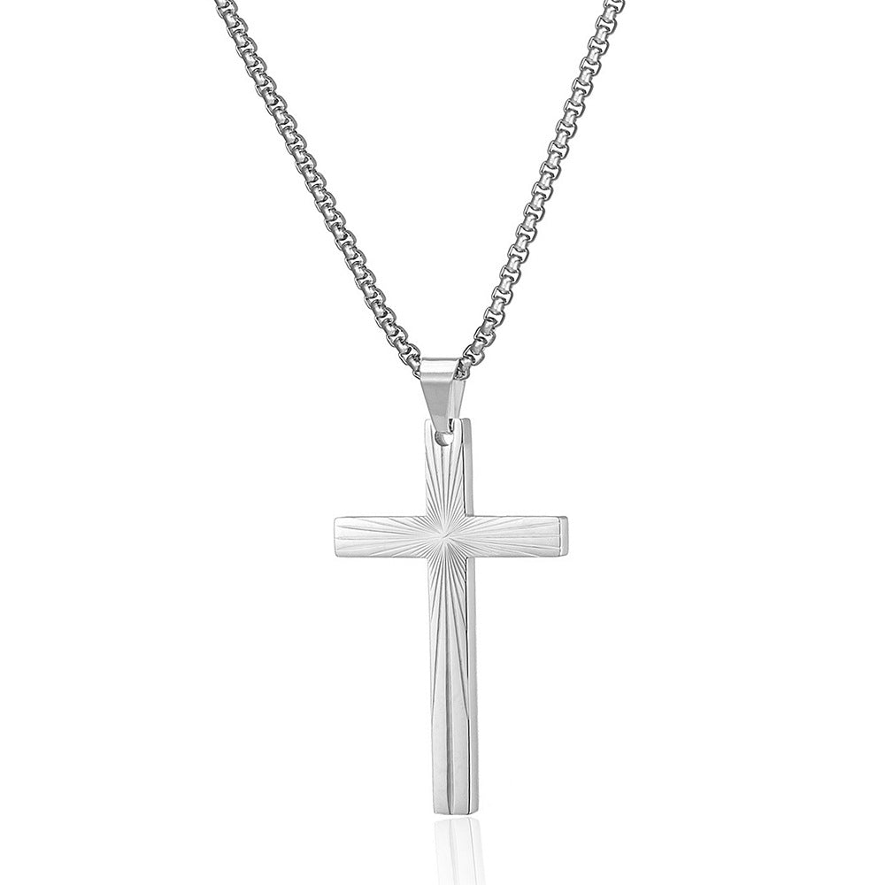 Casual Simple Style Cross Titanium Steel Plating Pendant Necklace