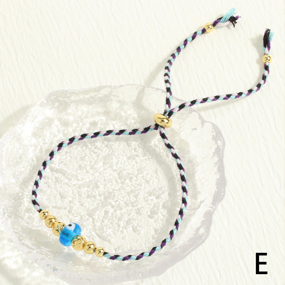 Bohemian Streetwear Devil's Eye Glass Rope Knitting Women's Bracelets