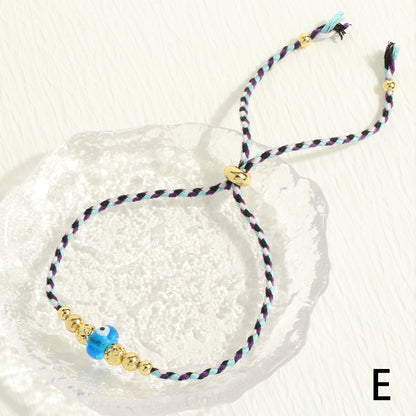 Bohemian Streetwear Devil's Eye Glass Rope Knitting Women's Bracelets