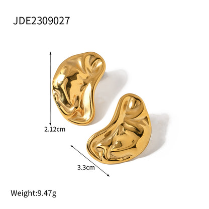 1 Pair Classic Style Solid Color Plating Stainless Steel 18k Gold Plated Ear Studs