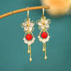 1 Pair Elegant Lady Geometric Flower Bow Knot Inlay Copper Artificial Pearls Zircon Drop Earrings