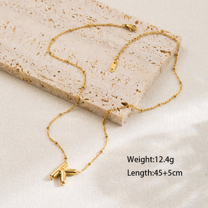 Ig Style Casual Classic Style Letter Stainless Steel Solid Color 18k Gold Plated Pendant Necklace