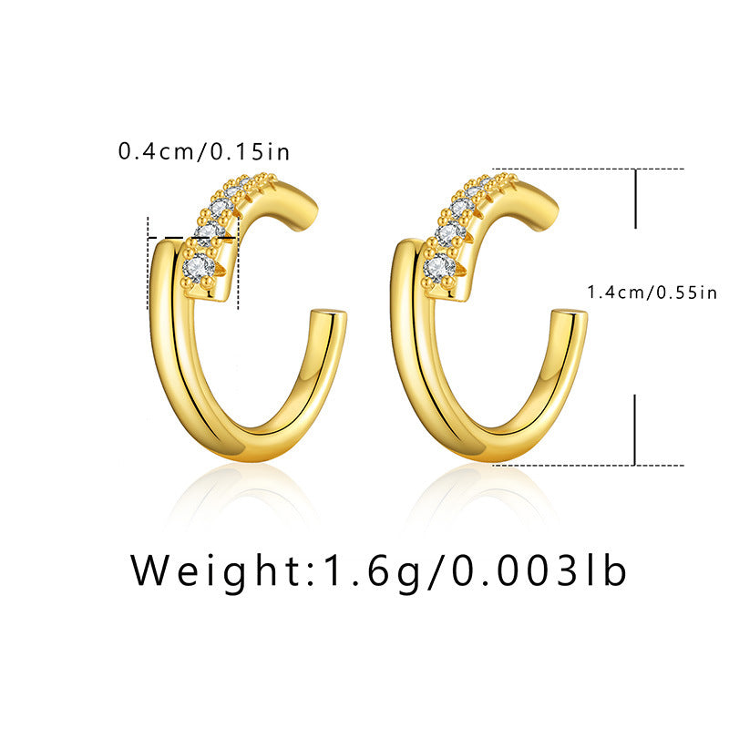 Retro Simple Style C Shape Copper Plating Inlay Zircon Ear Cuffs 1 Pair