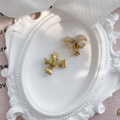 Wholesale Jewelry Sweet Bow Knot Alloy Gold Plated Plating Ear Studs