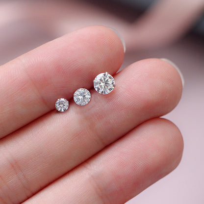 1 Set Simple Style Round Plating Inlay Sterling Silver Zircon Ear Studs